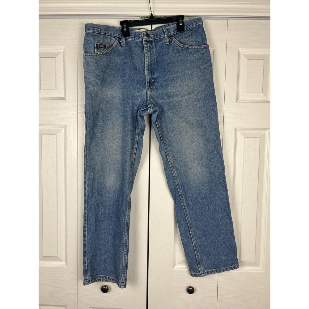 90s Workwear Vintage Lee Relaxed Straight Leg Jeans Mens‎ 38x30 Faded Denim